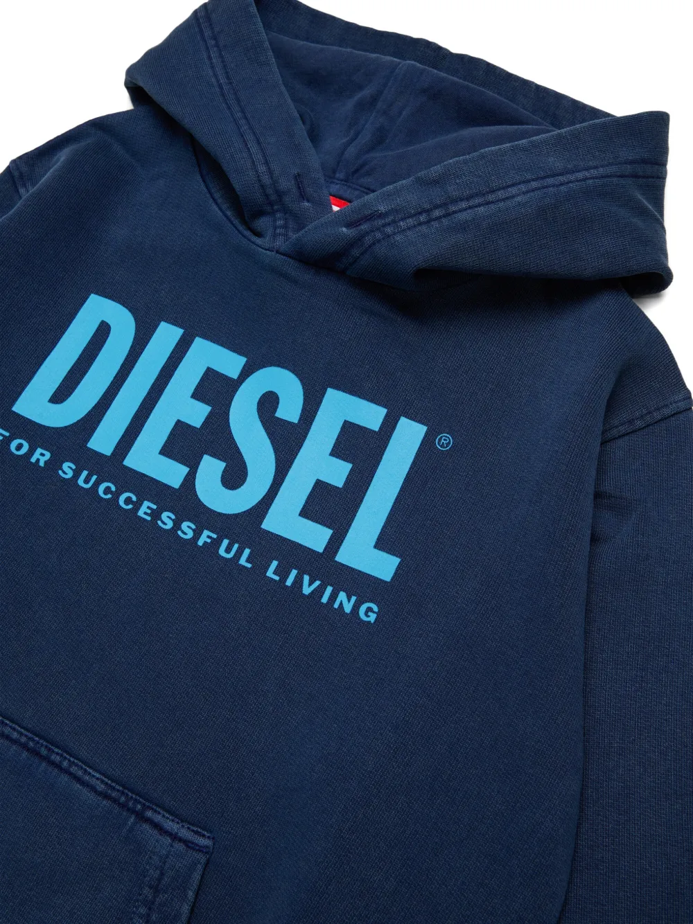 Diesel Kids Hoodie met logoprint Blauw