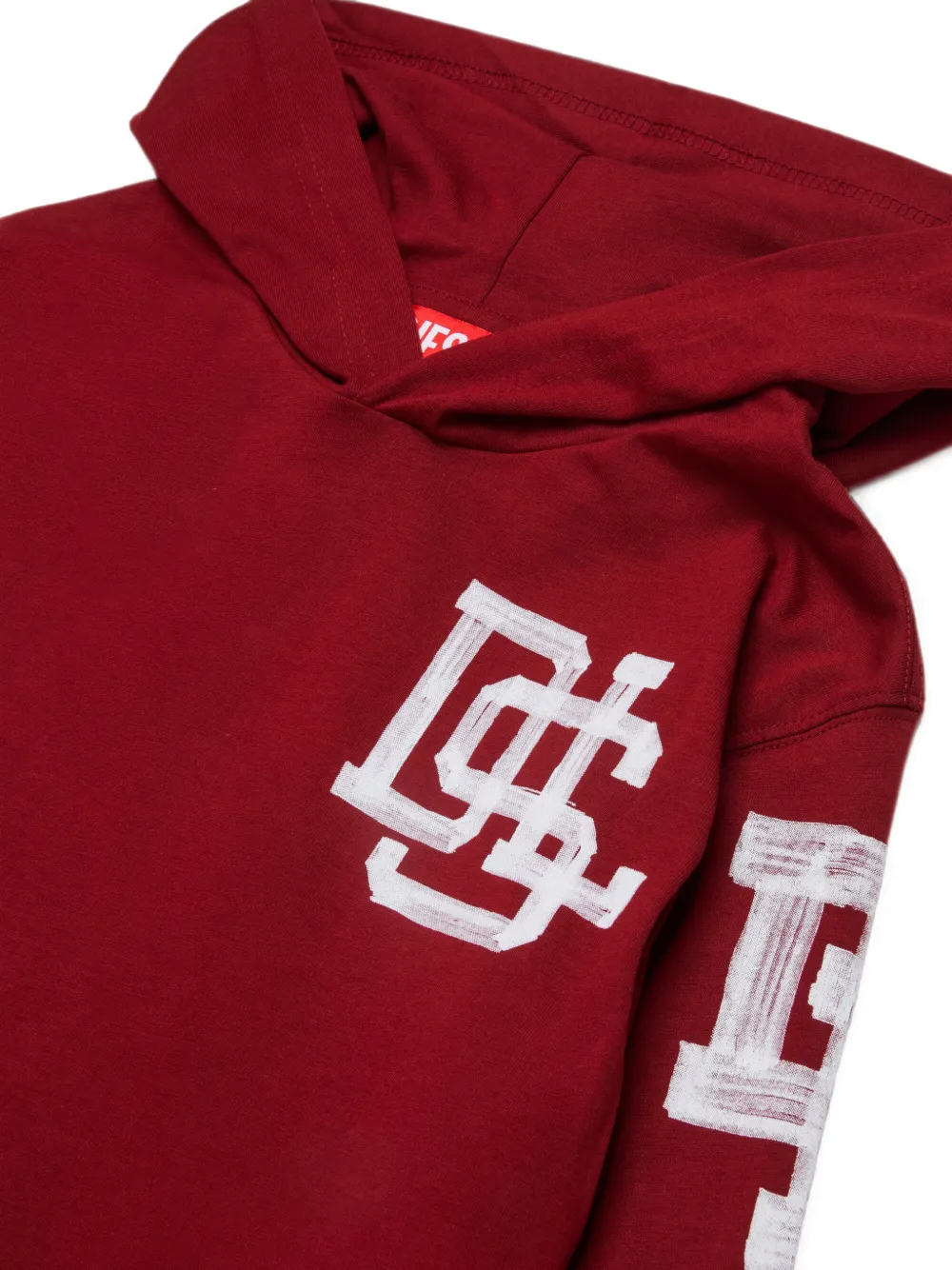 Diesel Kids T-shirt met capuchon lange mouwen en grafische prints in collegestijl Rood