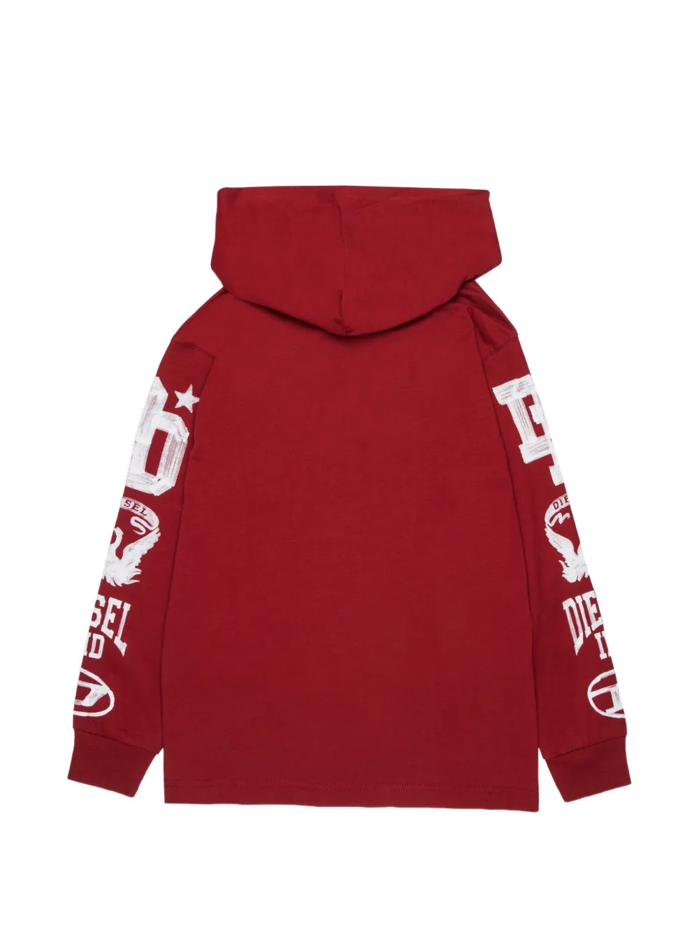 Diesel Kids T-shirt met capuchon lange mouwen en grafische prints in collegestijl Rood