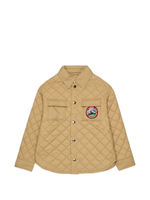 Diesel Kids 로고 패치 다이아몬드 퀼팅 패딩 재킷