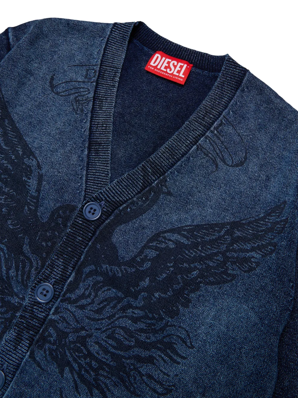 Diesel Kids Vest met spijkerstof-effect en grafisch patroon Blauw