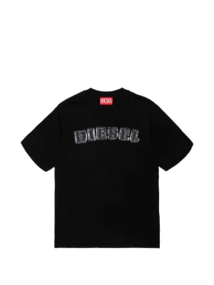 Diesel Kids Camiseta Tbonnie Over Oval D Com Logo | Preto