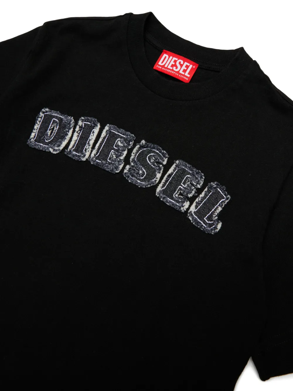 Diesel Kids T-shirt met logopatch en korte mouwen Zwart