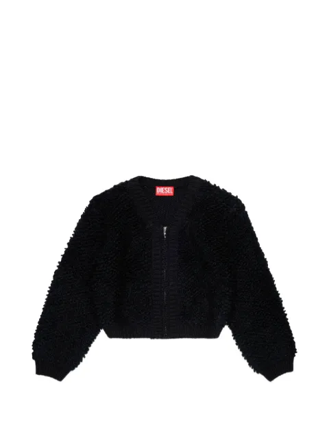 Diesel Kids bouclé-strikket cardigan med lynlås