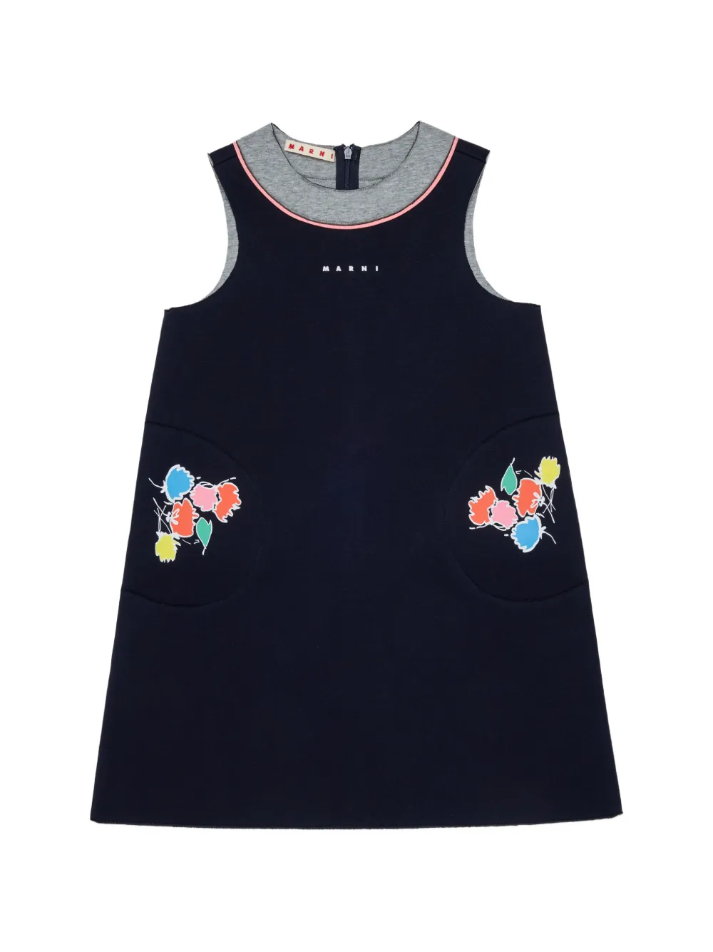 Marni Kids Ärmelloses Kleid mit Blumenprint - Blau