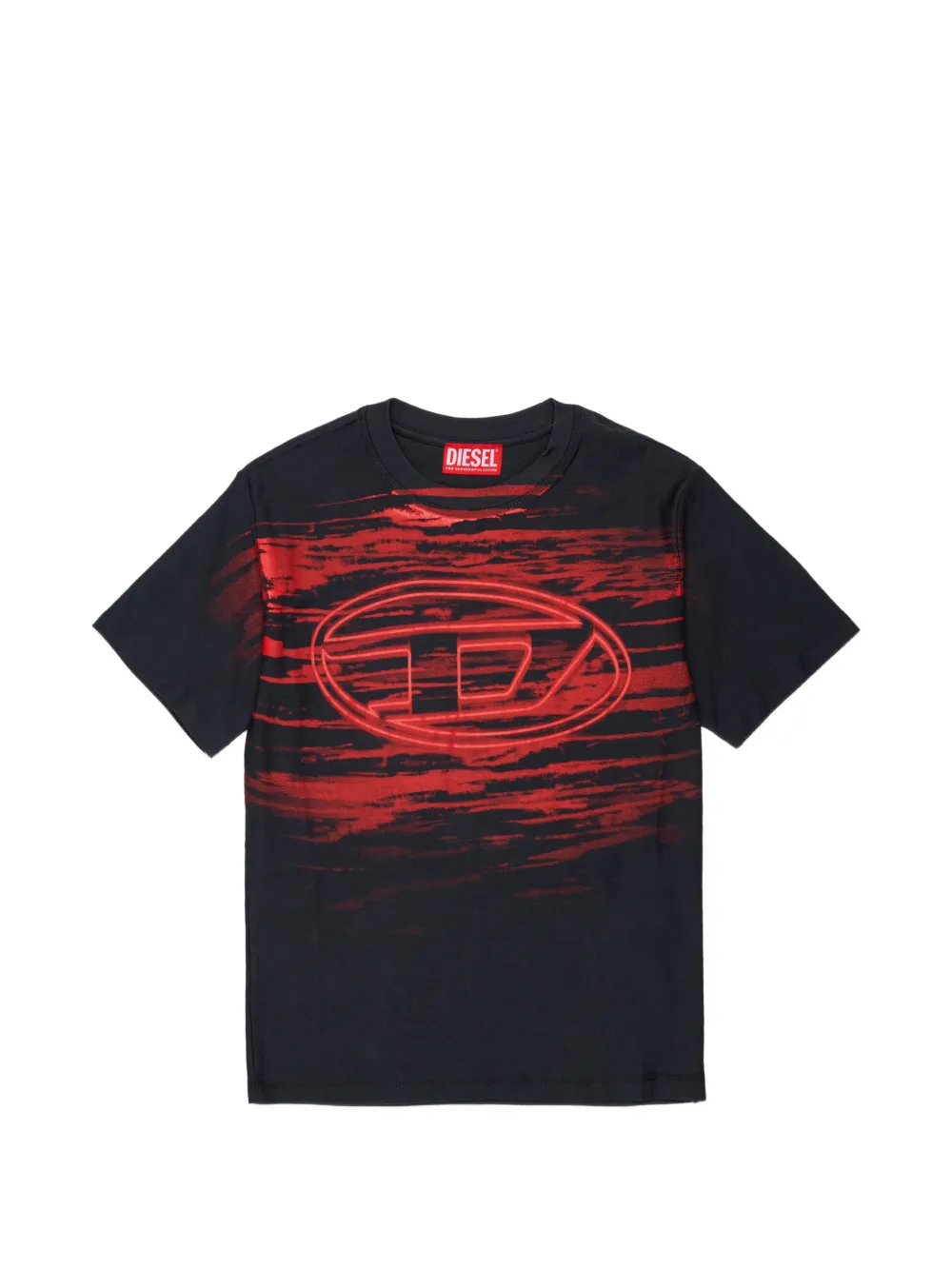 Diesel Kids T-shirt Oval D con stampa - Nero