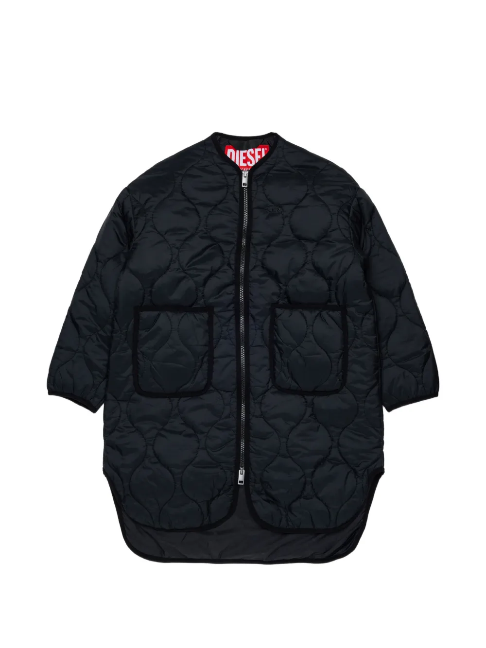 Diesel Kids Giacca trapuntata con logo ricamato - Nero