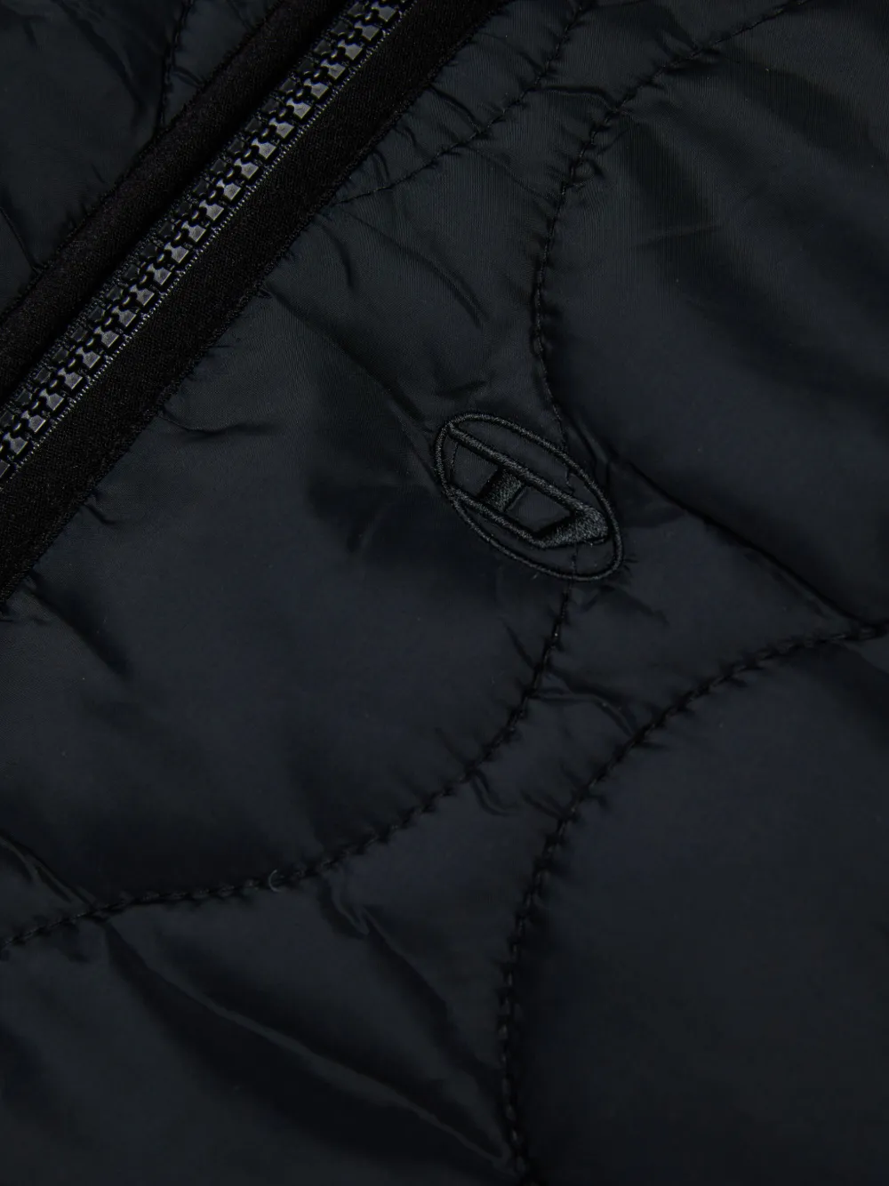 Diesel Kids Gewatteerd jack met geborduurd logo Zwart
