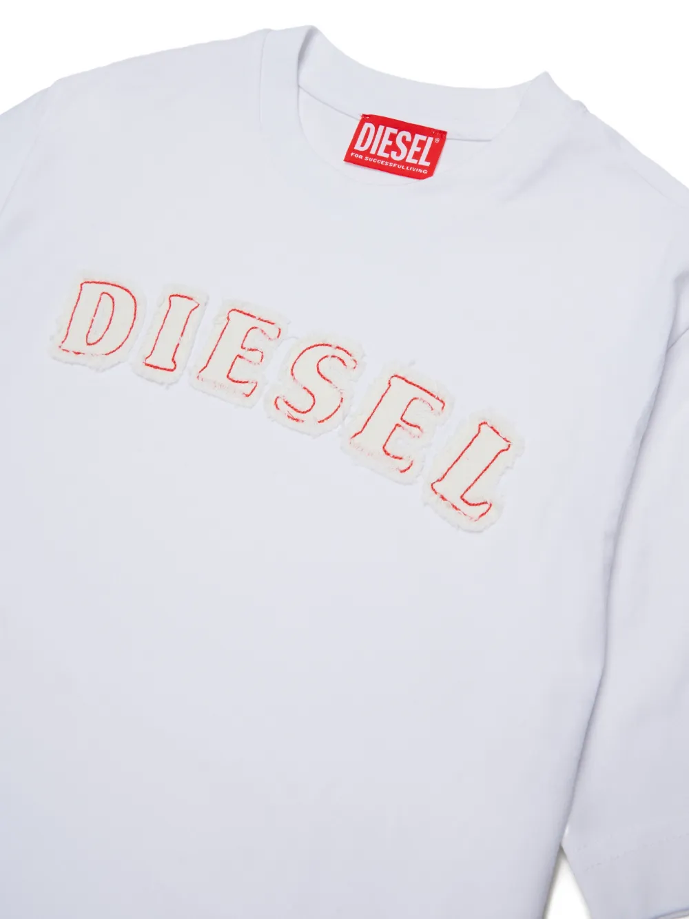 Diesel Kids T-shirt met logopatch en korte mouwen Wit