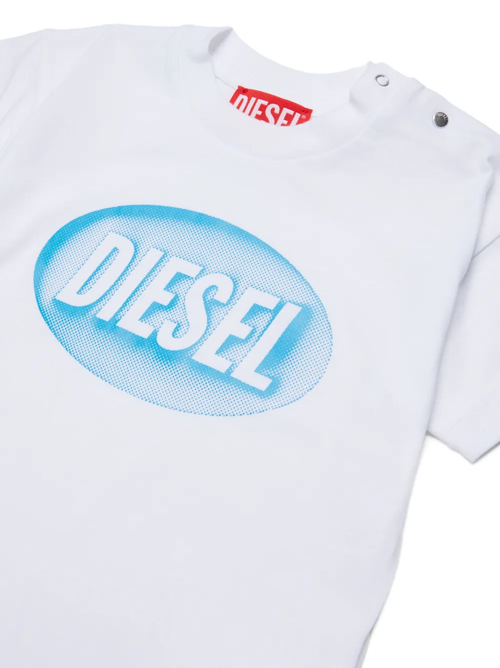 Diesel Kids T-shirt met drukknopen en logoprint Wit