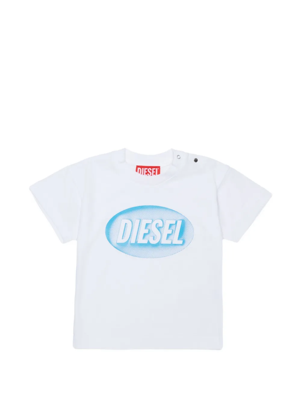 Diesel Kids logo-print press-stud T-shirt - Bianco