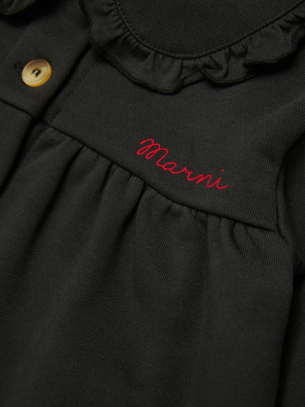 Marni Kids Jack met ruchekraag en geborduurd logo Zwart