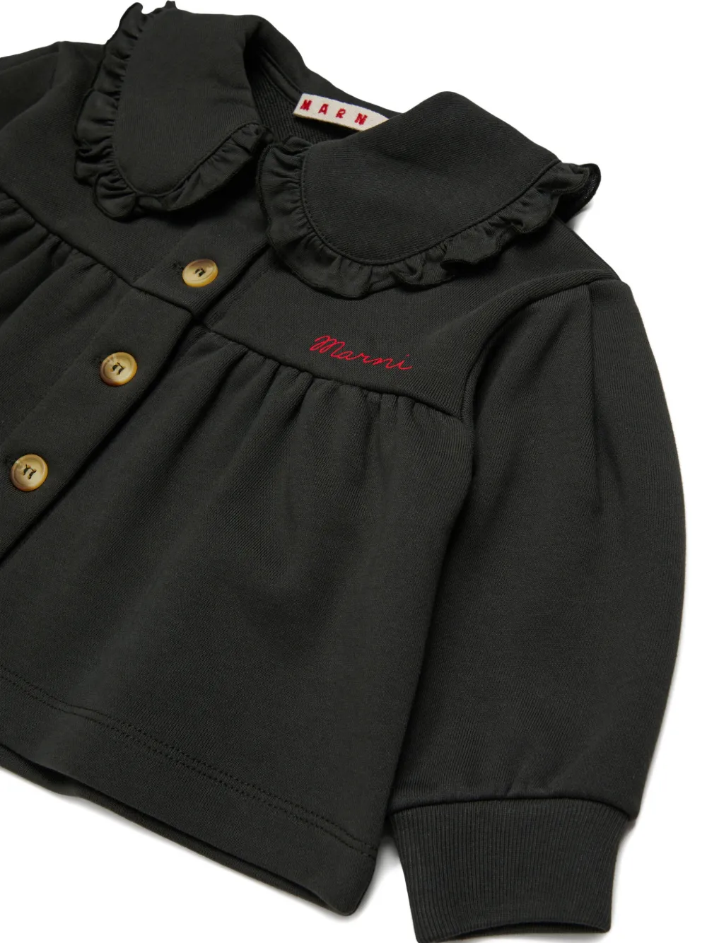 Marni Kids Jack met ruchekraag en geborduurd logo Zwart