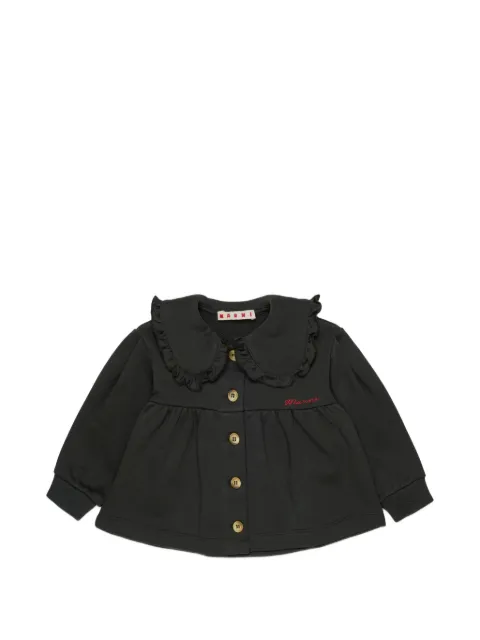 Marni Kids ruffle-collar embroidered-logo jacket