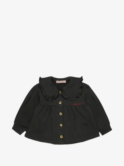 Marni Kids ruffle-collar embroidered-logo jacket