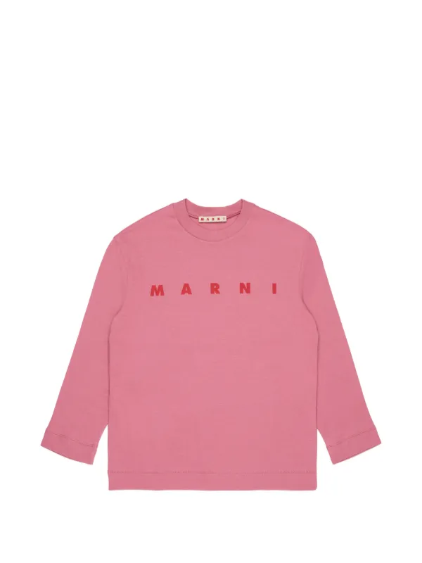 Marni Kids logo-print long-sleeve T-shirt | Pink | FARFETCH
