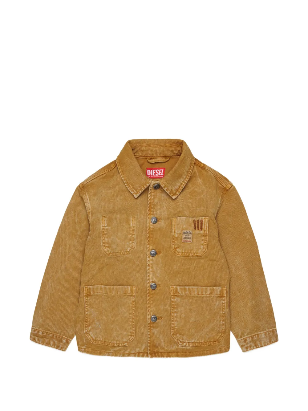 Diesel Kids Bomber denim con logo - Marrone