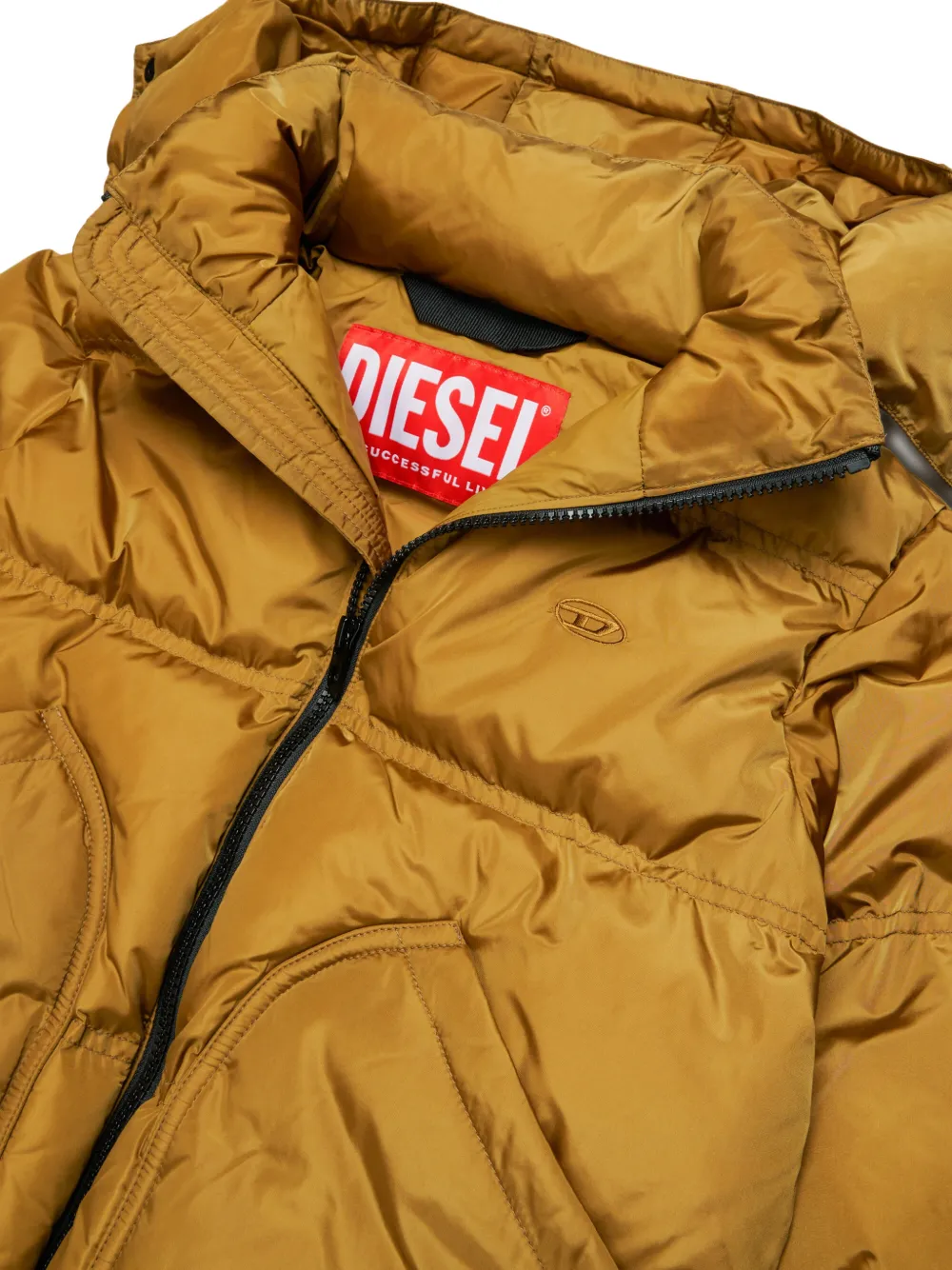 Diesel Kids J-Rivon gewatteerd jack met capuchon Bruin