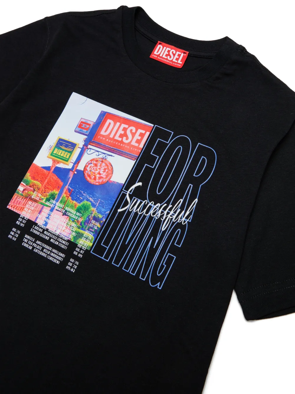 Diesel Kids T-shirt met grafische print Zwart