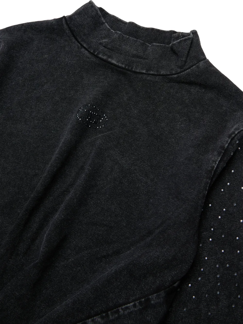 Diesel Kids T-shirt verfraaid met stras en gedraaid detail Zwart