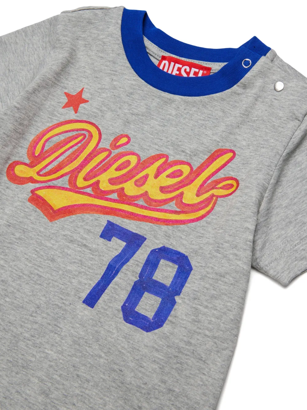 Diesel Kids Katoenen T-shirt met logoprint Grijs