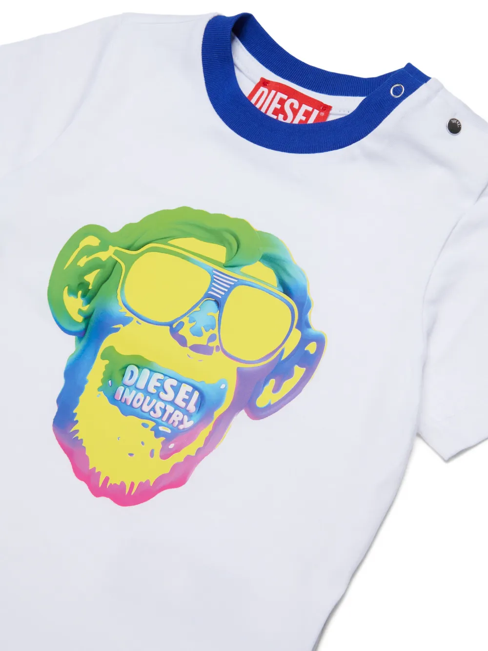 Diesel Kids T-shirt met drukknopen en print Wit