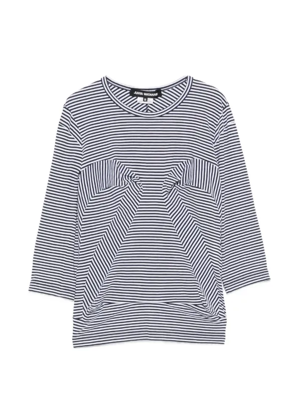 Junya Watanabe Striped Panelled T-shirt in Blue