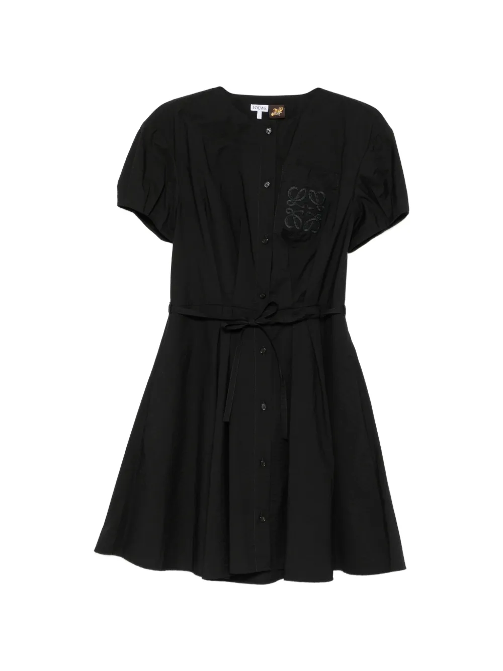 LOEWE x Paula's Ibiza Anagram-embroidered belted dress - Black
