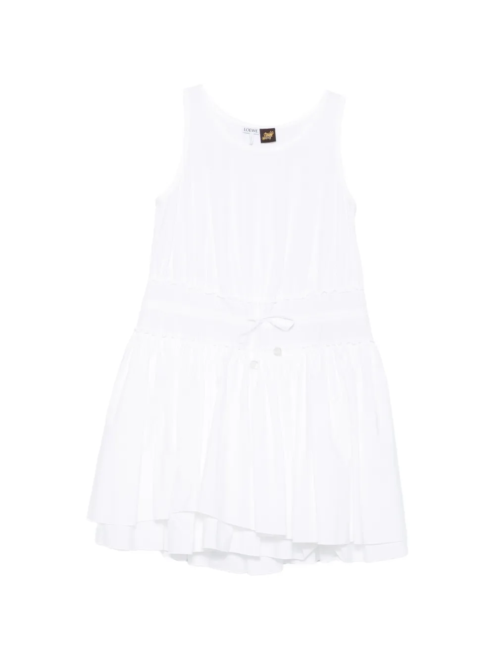 LOEWE x Paula's Ibiza tiered drawstring mini dress - Bianco