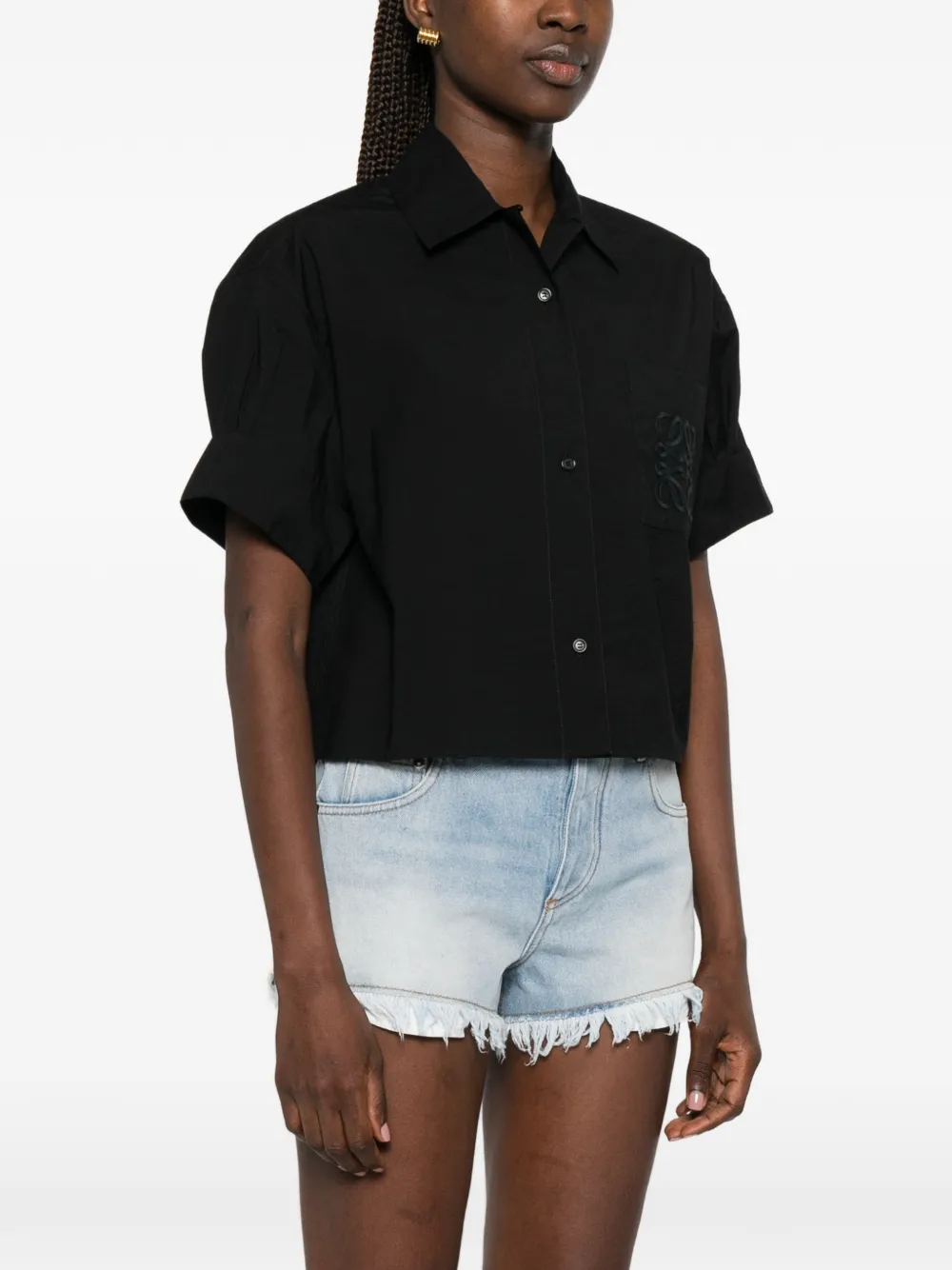 LOEWE x Paula's Ibiza blouse met geborduurd Anagram Zwart