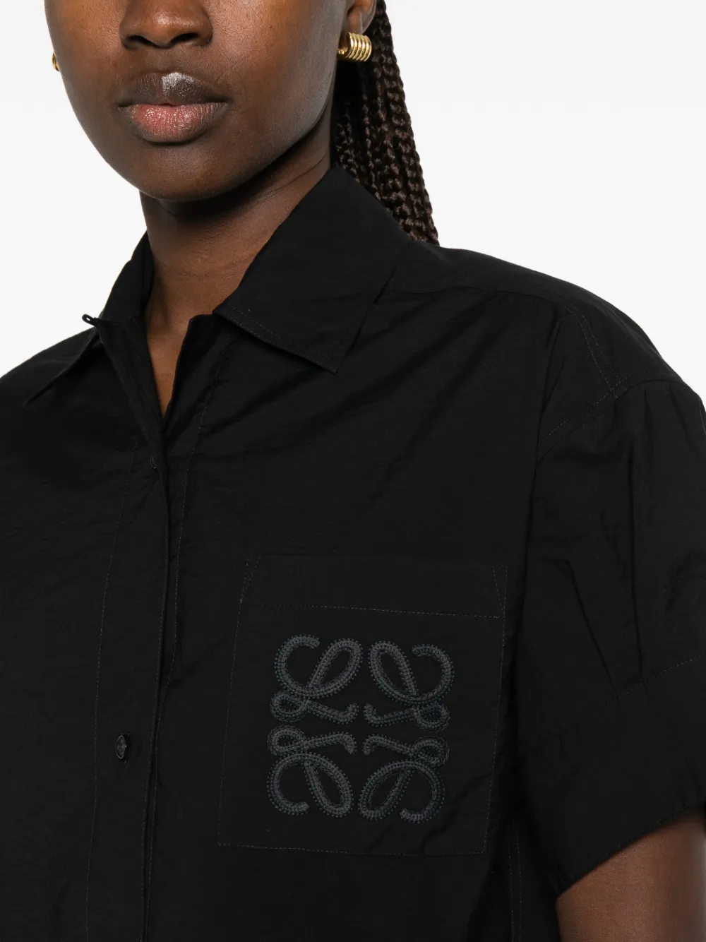 LOEWE x Paula's Ibiza blouse met geborduurd Anagram Zwart