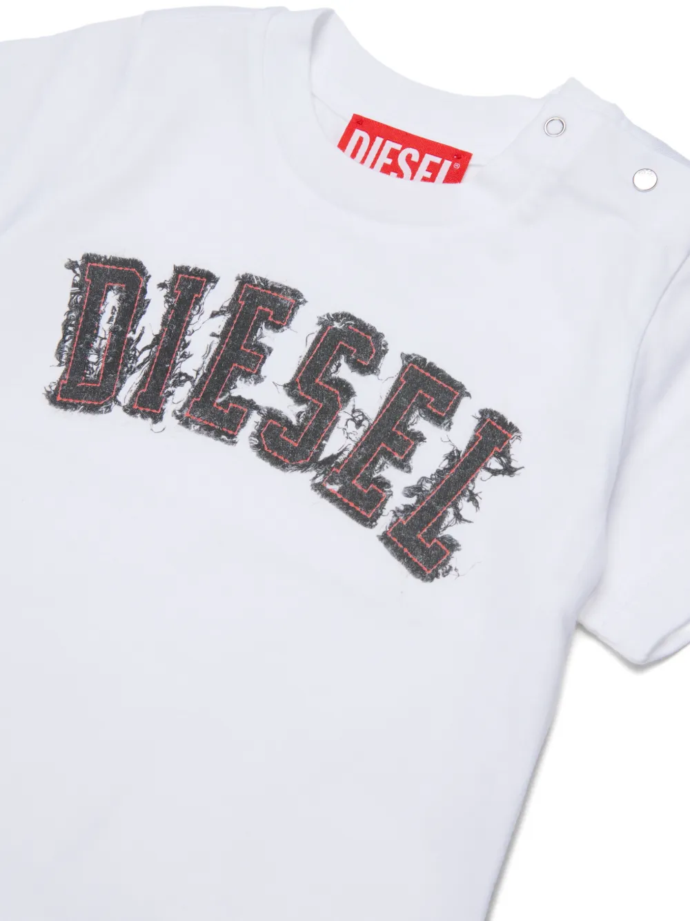 Diesel Kids T-shirt met logoprint en knoop op de schouders Wit