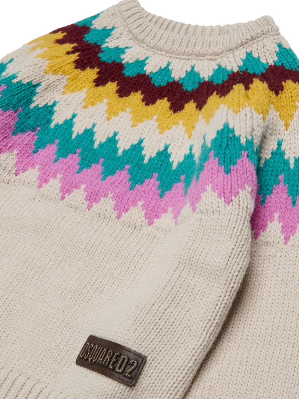 DSQUARED2 KIDS Fair Isle gebreide trui Beige