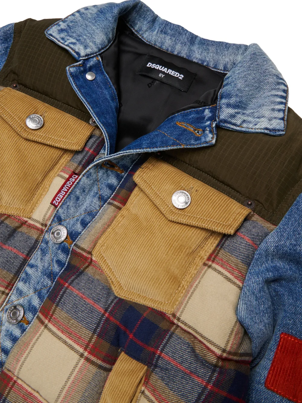 DSQUARED2 KIDS Geruit spijkerjack met patchwork Blauw
