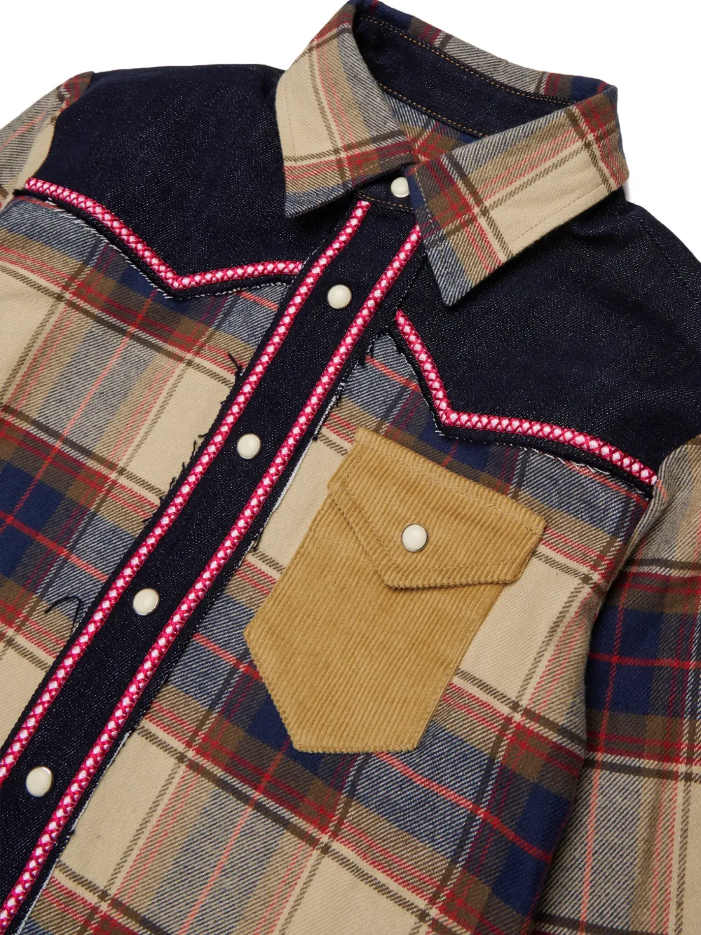 DSQUARED2 KIDS Geruite shirtjurk met vlakken Beige