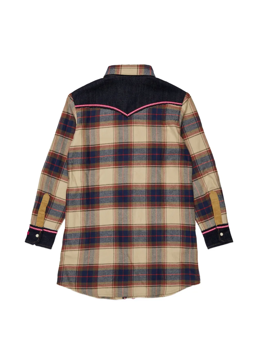 DSQUARED2 KIDS Geruite shirtjurk met vlakken Beige