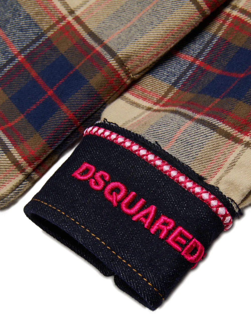 DSQUARED2 KIDS Geruite shirtjurk met vlakken Beige
