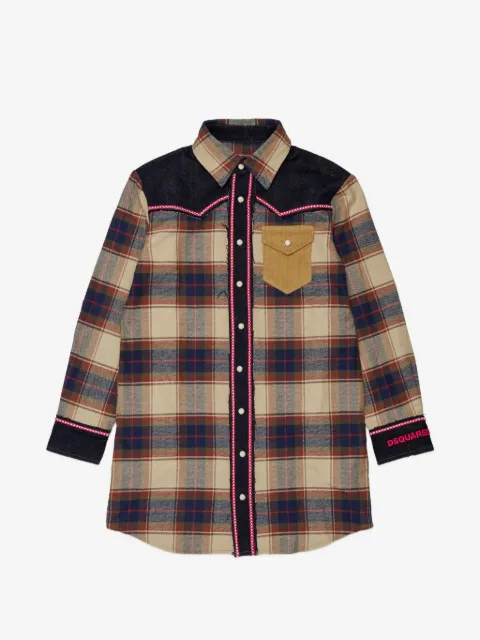 DSQUARED2 KIDS robe-chemise à empiècements à carreaux