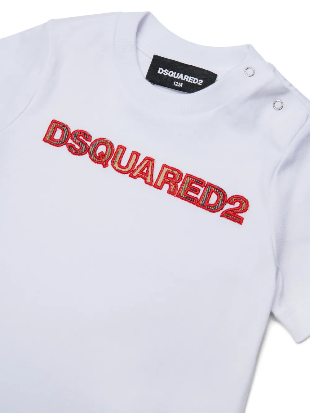 DSQUARED2 KIDS T-shirt met geborduurd logo en drukknoop Wit