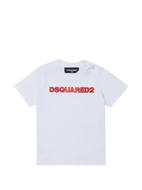 DSQUARED2 KIDS logo-embroidered press-stud T-shirt