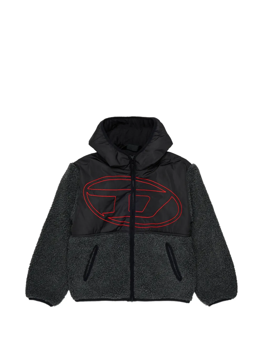 Diesel Kids Fleece-Bomberjacke mit Logo-Stickerei - Grau