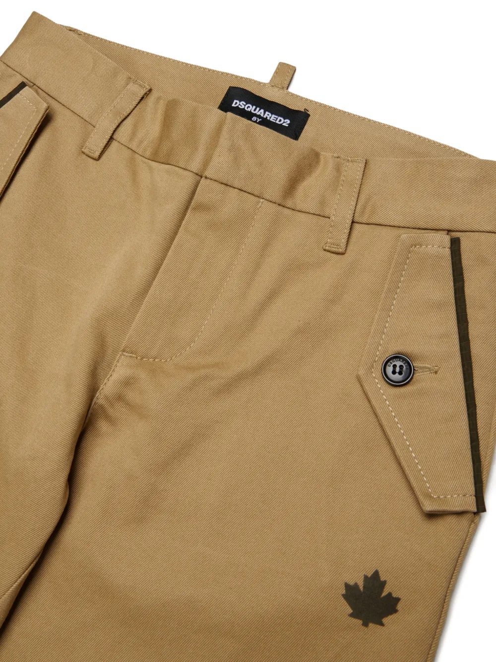 DSQUARED2 KIDS Broek met omgeslagen pijpen en logoprint Beige