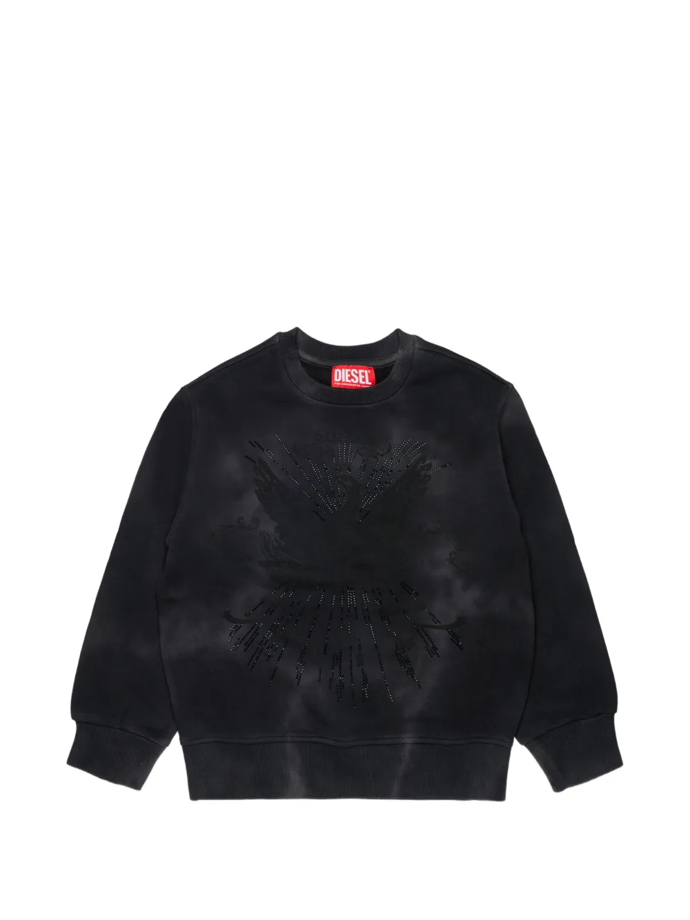 Diesel Kids T-Shirt mit strassverziertem Print - Schwarz