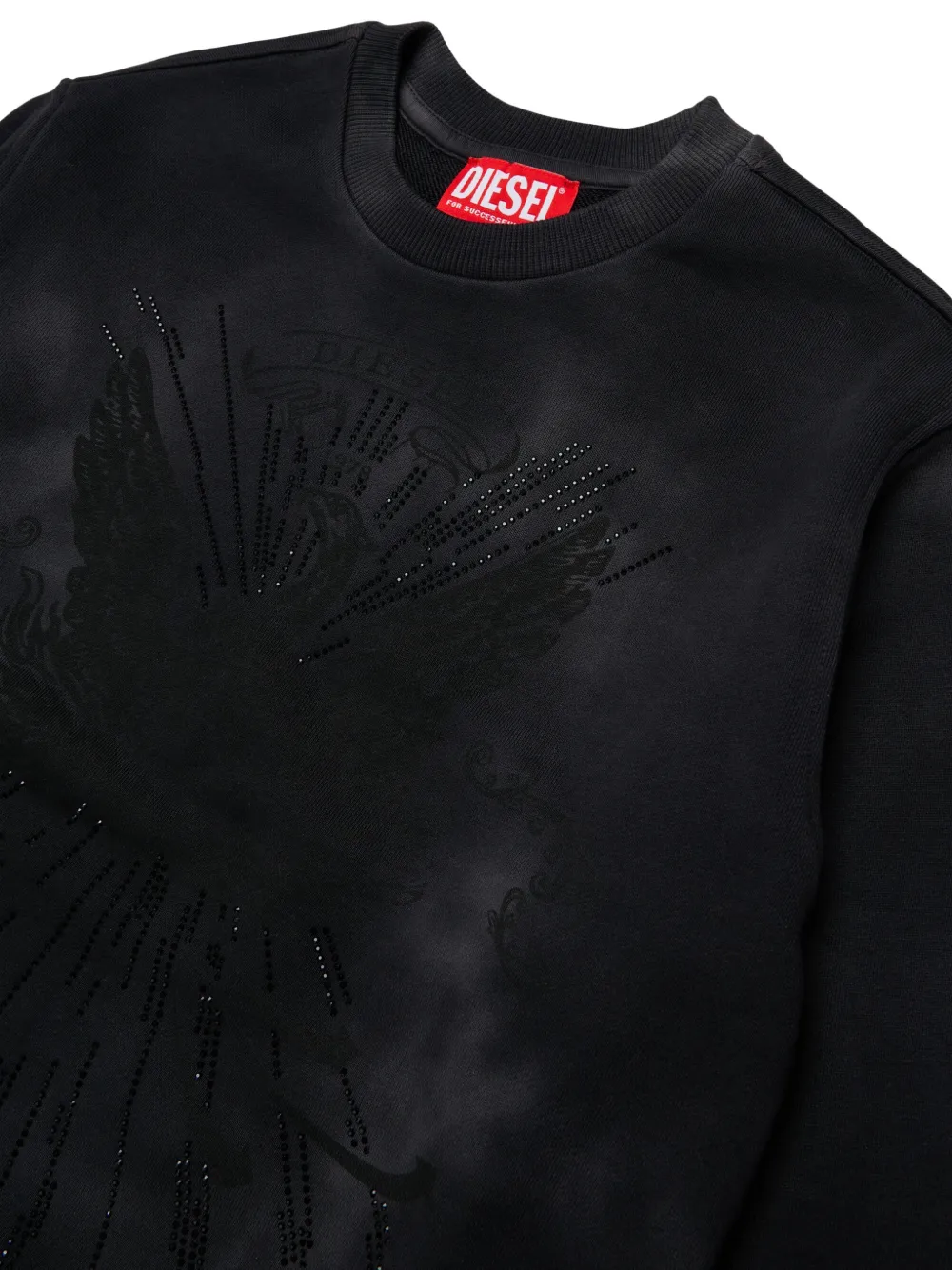 Diesel Kids Trui verfraaid met stras en print Zwart