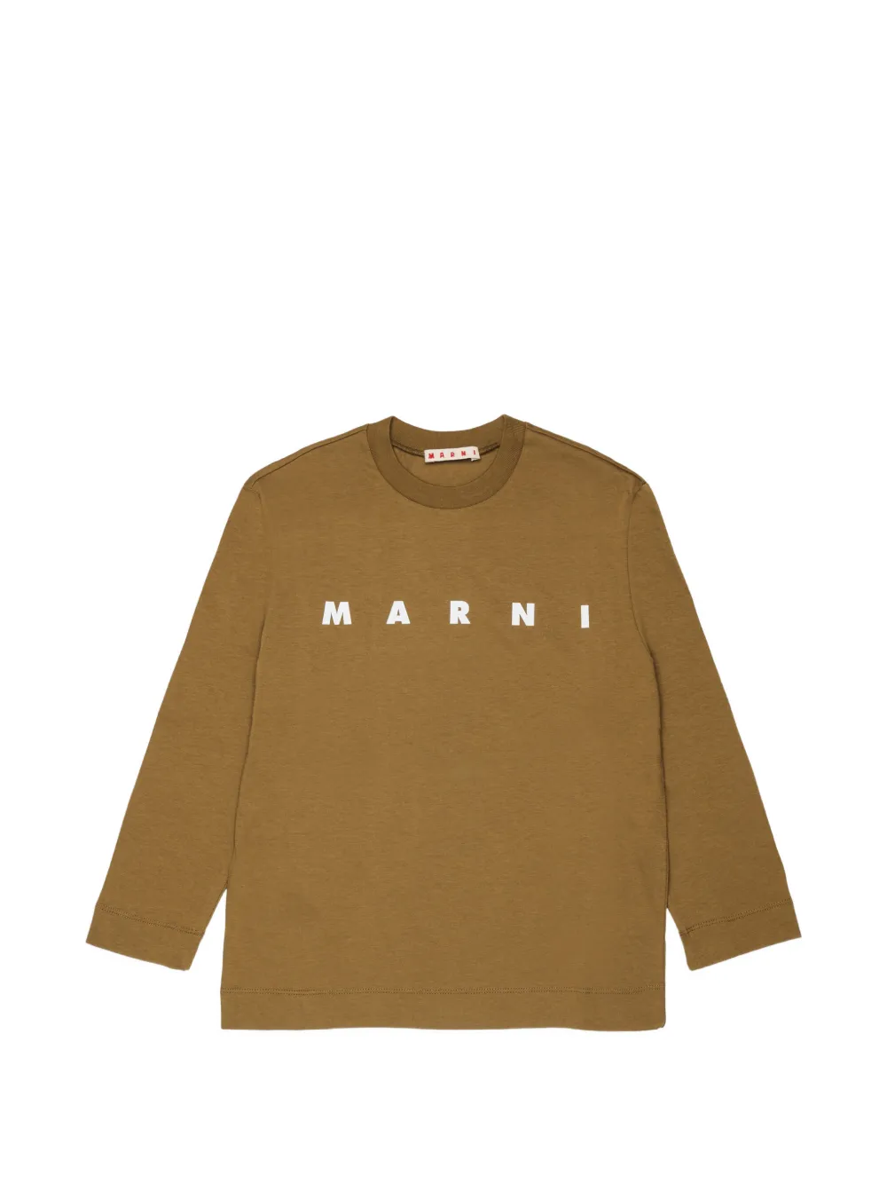 Marni Kids logo-print long-sleeve T-shirt - Marrone