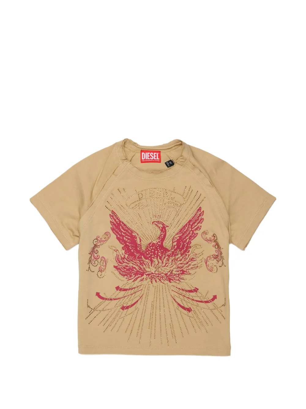 Diesel Kids T-Shirt mit grafischem Print - Nude