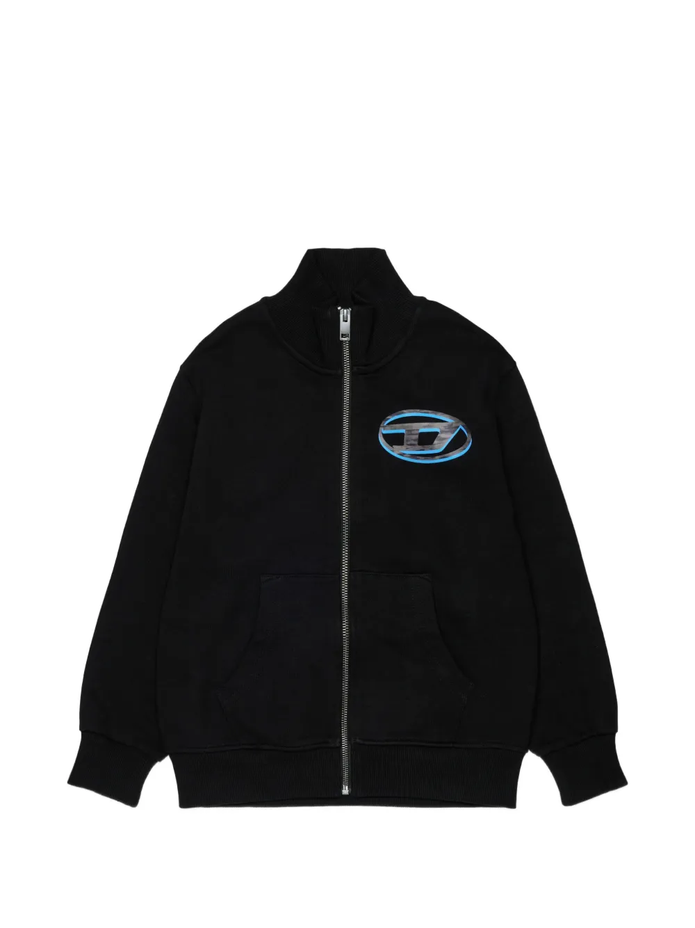 Diesel Kids Sweatshirtjacke mit Oval D-Print - Schwarz