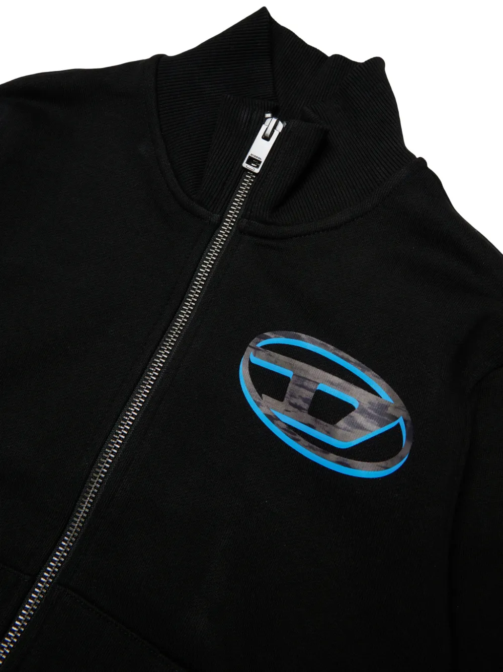 Diesel Kids Oval D sweater met rits en logoprint Zwart