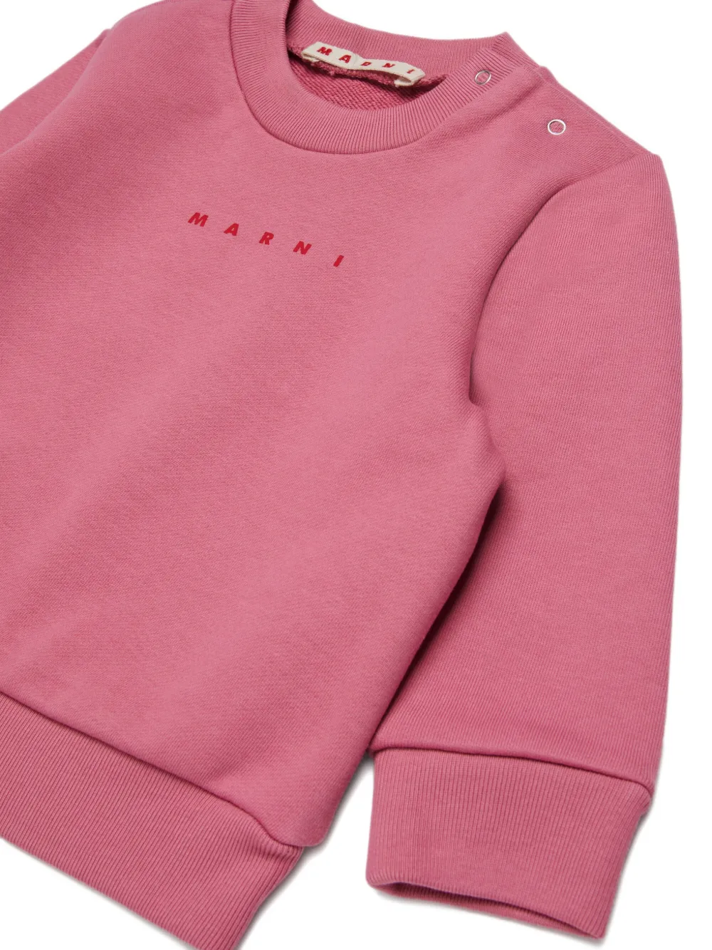 Marni Kids Sweater met logoprint en knopen op de schouders Roze