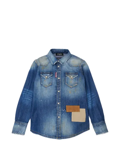 DSQUARED2 KIDS distressed-effect patch-detail denim shirt